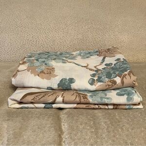 Martha Stewart Green Brown Floral Tab Top Curtain Panel Pair 50 X 84 Cotton